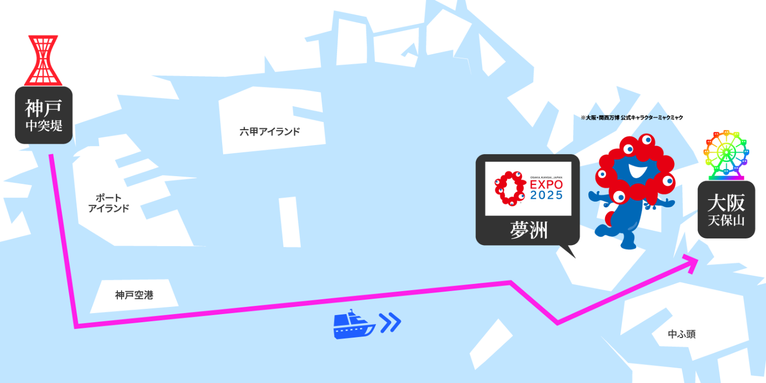 ルートA(神戸港→大阪港)のマップ
